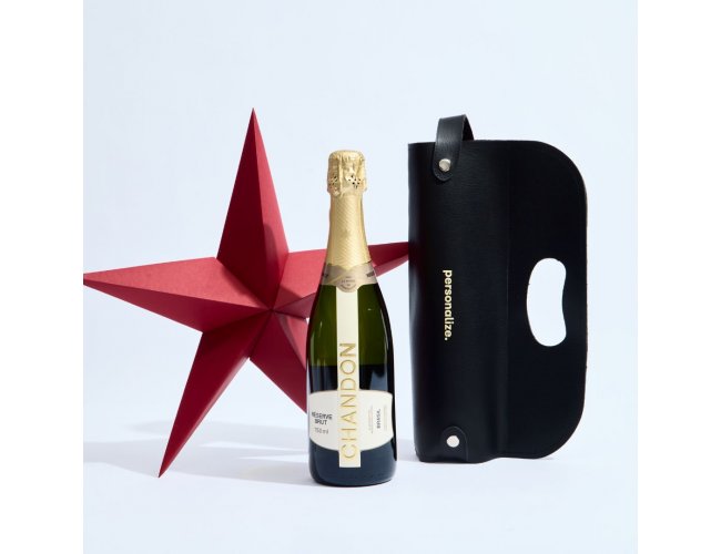 Porta-Vinho em Courino Personalizado com Chandon Incluso